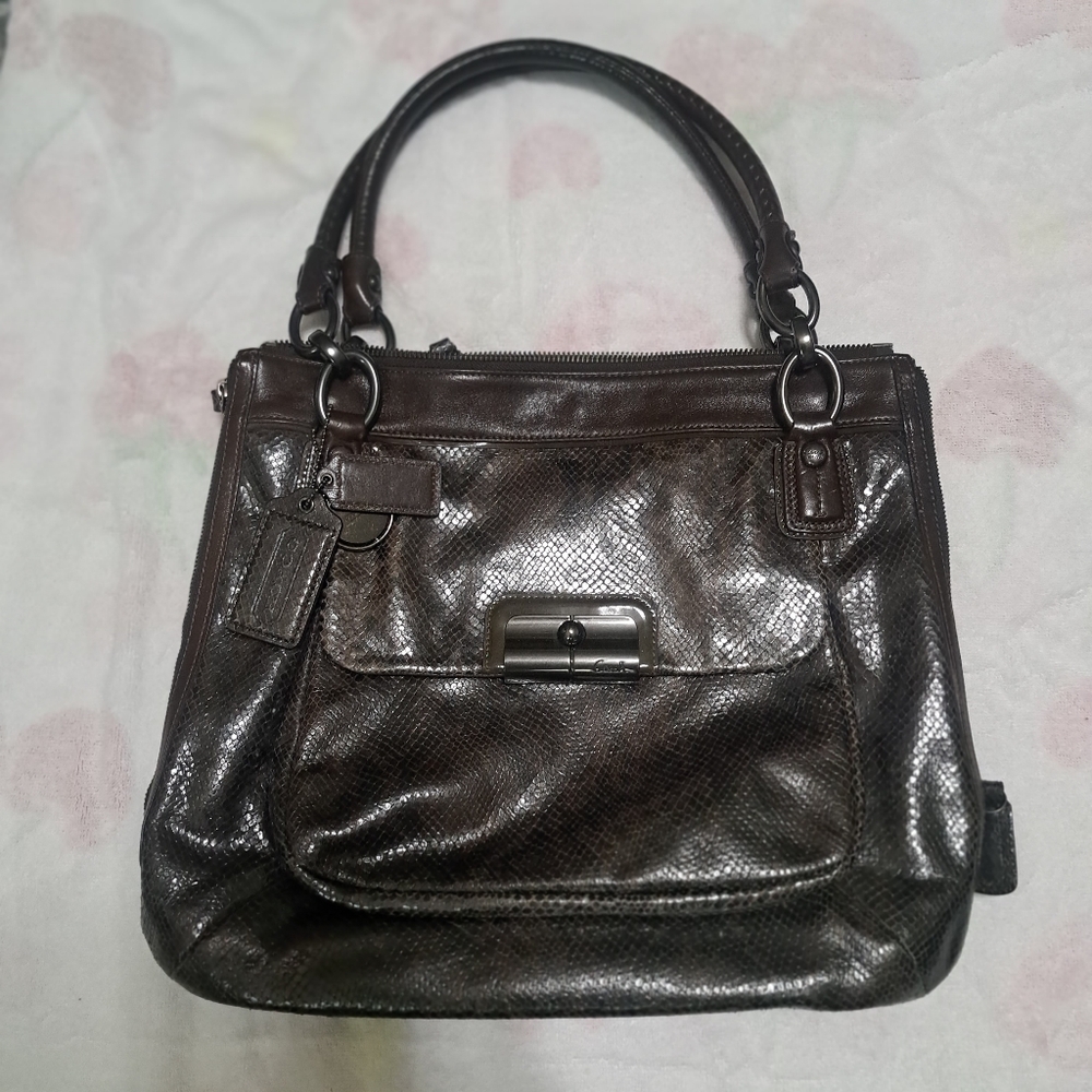 Coach Python Leather Handbag - image 1
